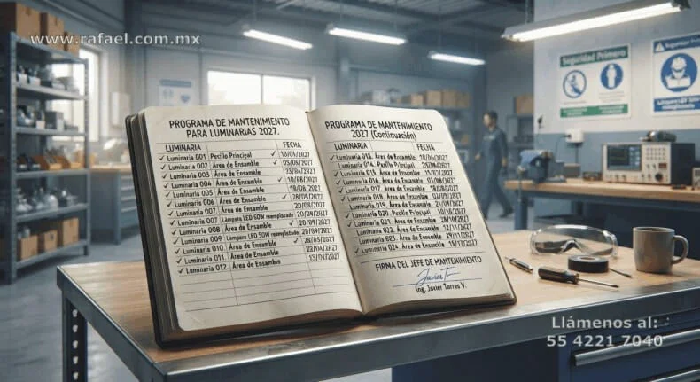 Calendarización de la revisión y mantenimiento a luminarias